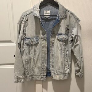RSQ Light Gray Distressed Denim Jacket